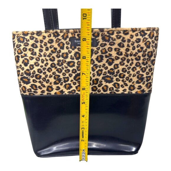 Kate Spade Leopard Print & Black Tote Bag Shoulder Hand Bag Purse Medium RARE - Picture 5 of 10